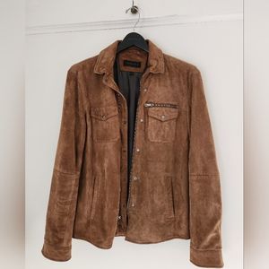 John Varvatos Star Suede/Leather Jacket (Brown, Small) Excellent condition